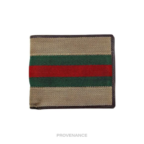 🔴 Gucci Bifold Wallet - Raffia with Web - Picture 1 of 8